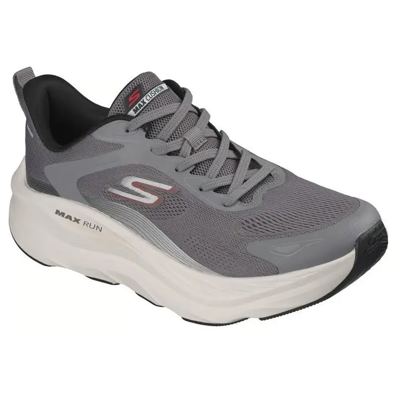 Mens Skechers Max Run Pacewave Gray Mesh Shoes