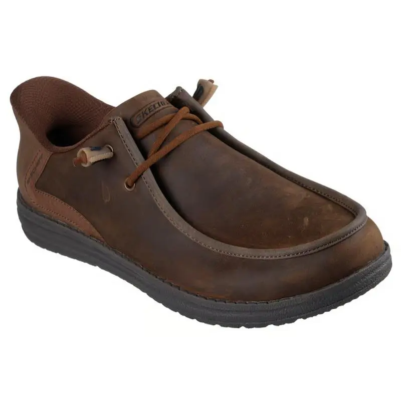 Mens Skechers Slip Ins Relaxed Fit Melson Edrick Brown Leather Shoes