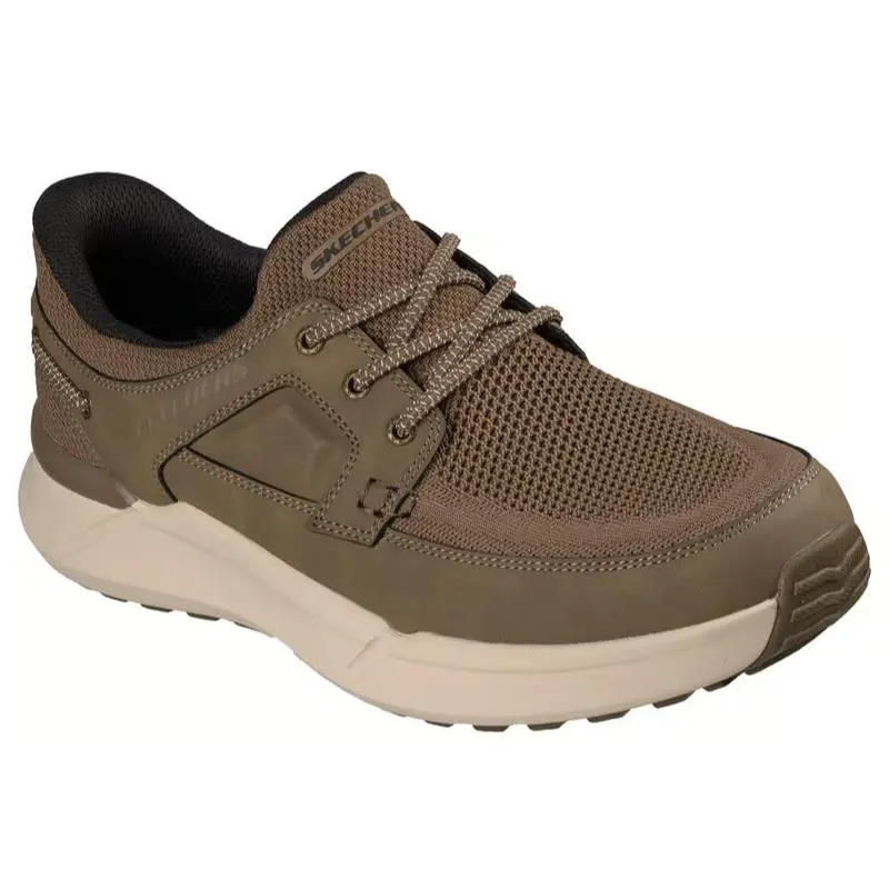 Mens Skechers Slip Ins Relaxed Fit Toliver Vito Khaki Knit Shoes