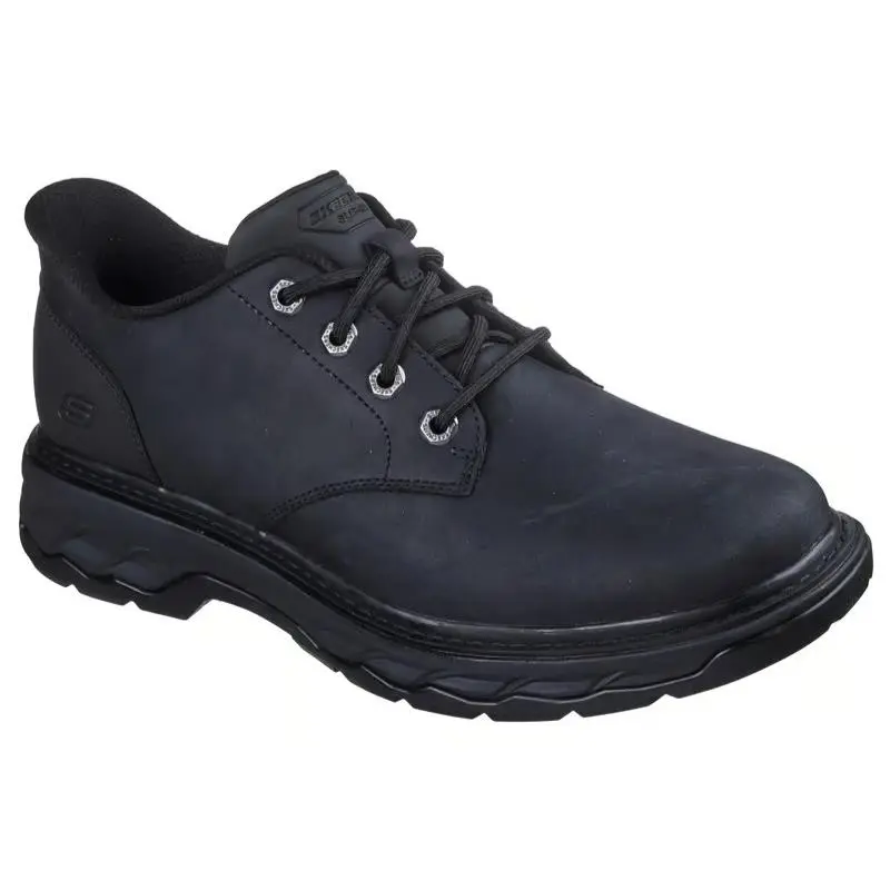 Mens Skechers Slip Ins Relaxed Fit Lockett Spence Black Leather Shoes