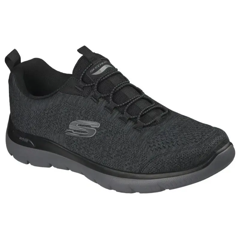 Mens Skechers Arch Fit Summits Ganarte Black Charcoal Mesh Shoes