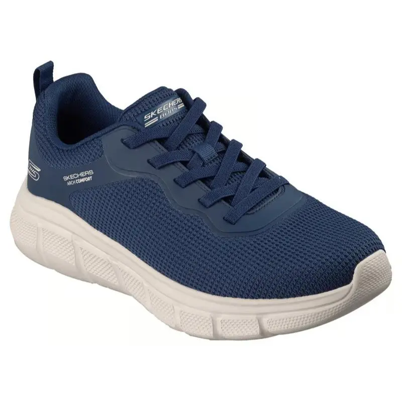 Mens Skechers Bobs Sport B Flex Arch Comfort Edge Navy Mesh Shoes
