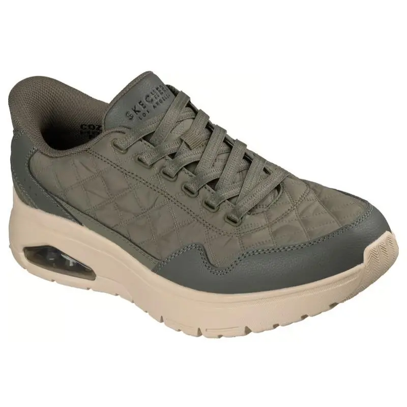 Mens Skechers Slip Ins Uno Flex Cozy Fit ON Air Olive Duraleather Shoes