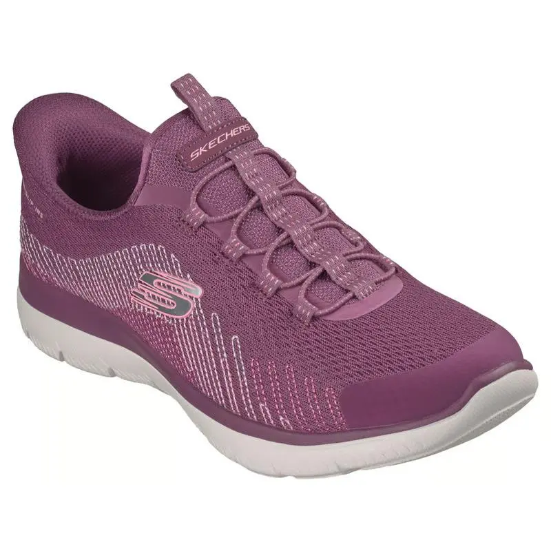 Womens Skechers Slip Ins Summits Soft Stitch Plum Mesh Shoes