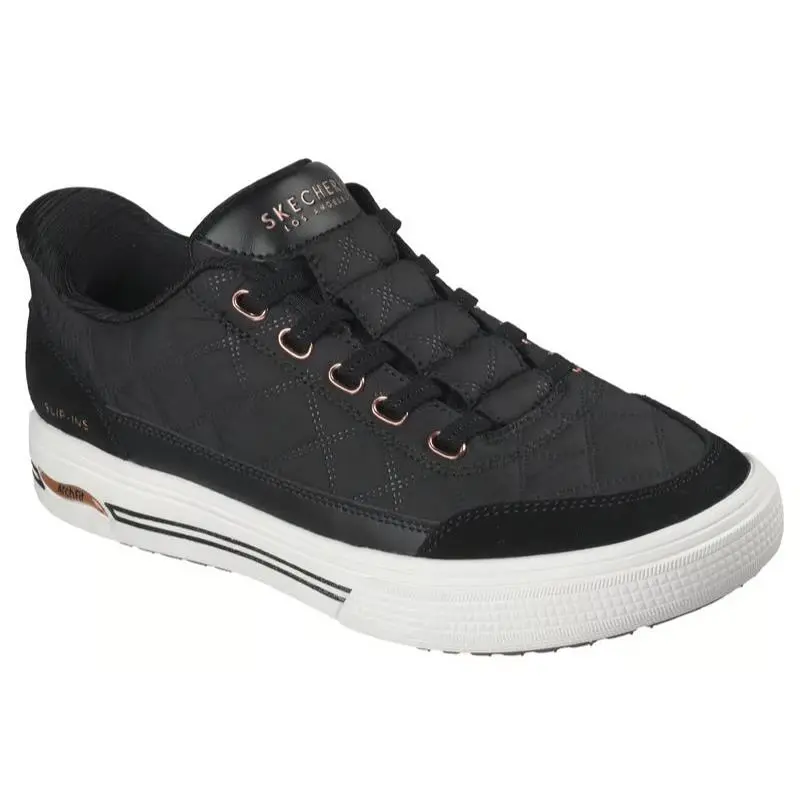Womens Skechers Slip Ins Arch Fit Arcade Cozy Fit Cuddle Steps Black Suede