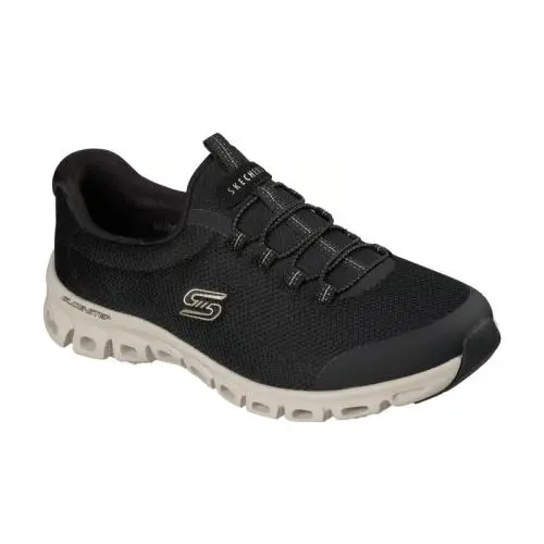 Womens Skechers Glide Step Glistened Black Natural Mesh Shoes