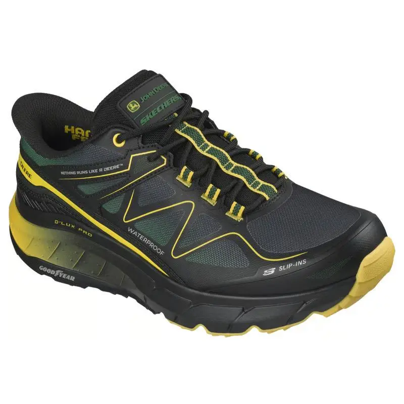 Mens Skechers Slip Ins John Deere Waterproof D Lux Black Green Mesh Shoes