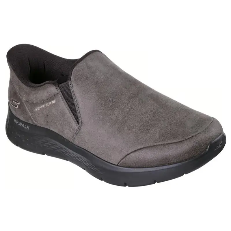 Mens Skechers Slip Ins GO Walk Flex Ray Dark Taupe Leather Shoes