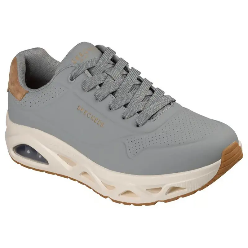 Mens Skechers Uno Glide Step Glide Wing Gray Durabuck Shoes