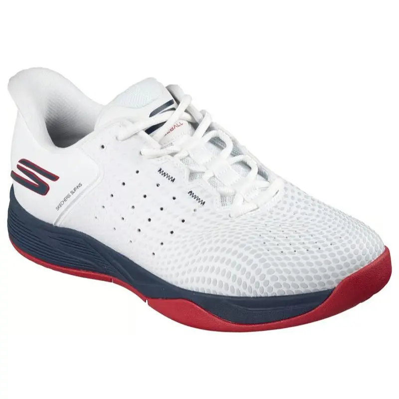 Mens Skechers Slip Ins Relaxed Fit Viper Court Reload White Navy Mesh Shoes