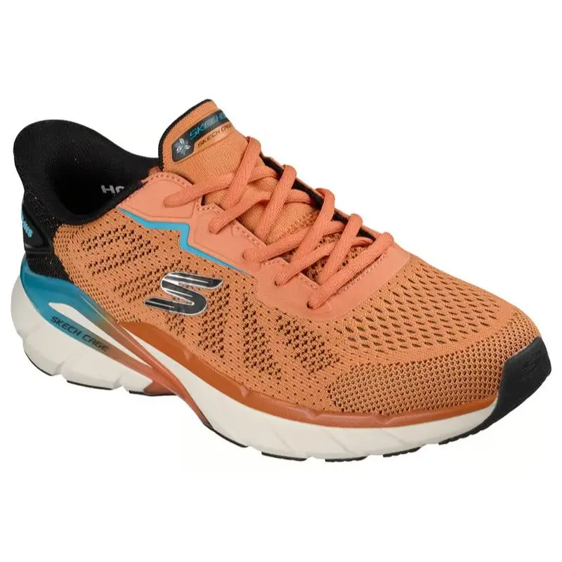 Mens Skechers Slip Ins Skech Cage Voltix Orange Blue Knit Shoes