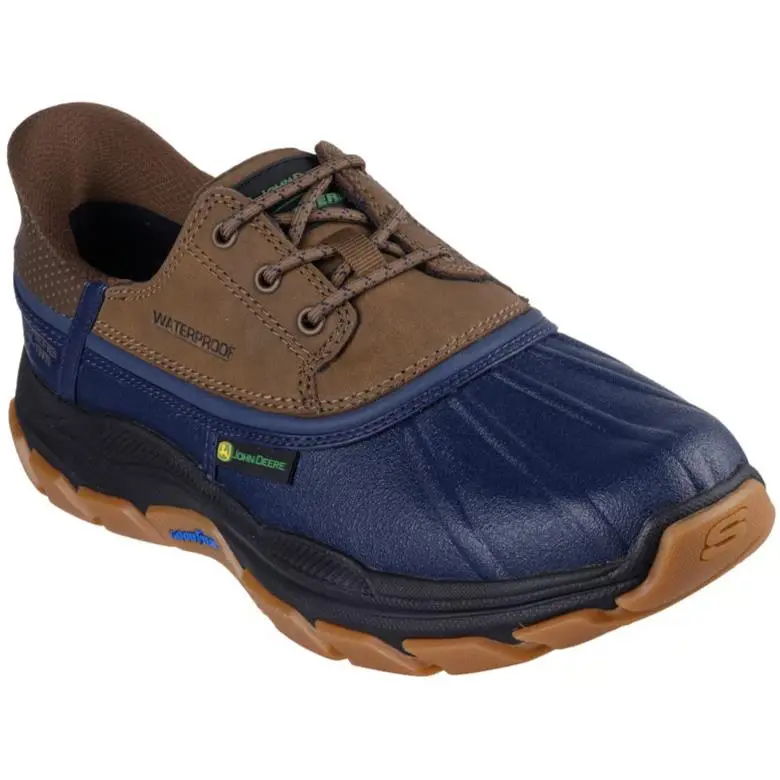 Mens Skechers Slip-ins John Deere Waterproof - Respected Tanzier Navy Tan