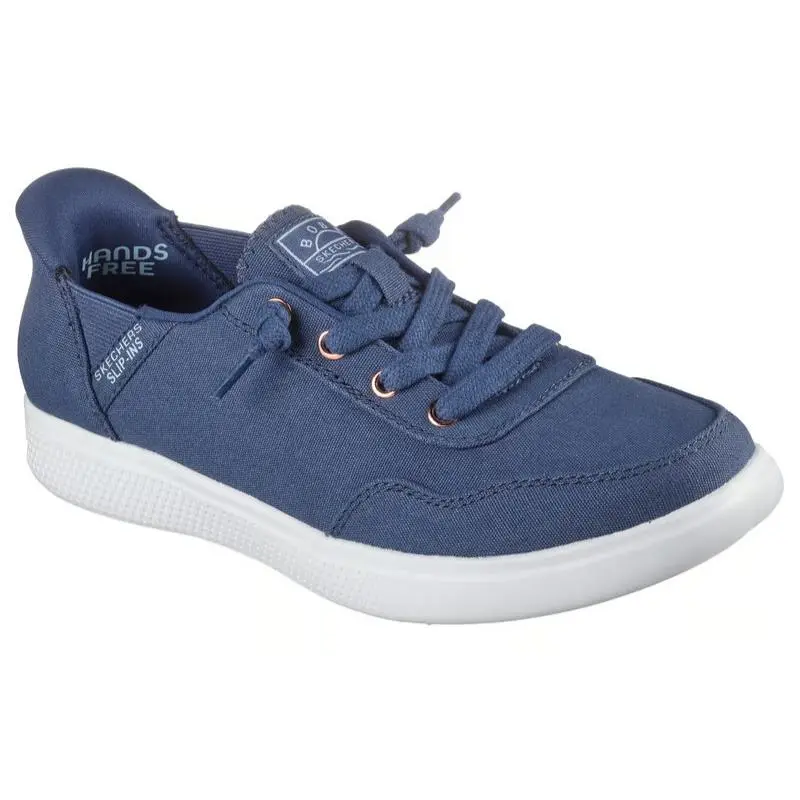 Womens Skechers Slip Ins Bobs Skip Cute Keep IT Sweet Navy Canvas Shoes