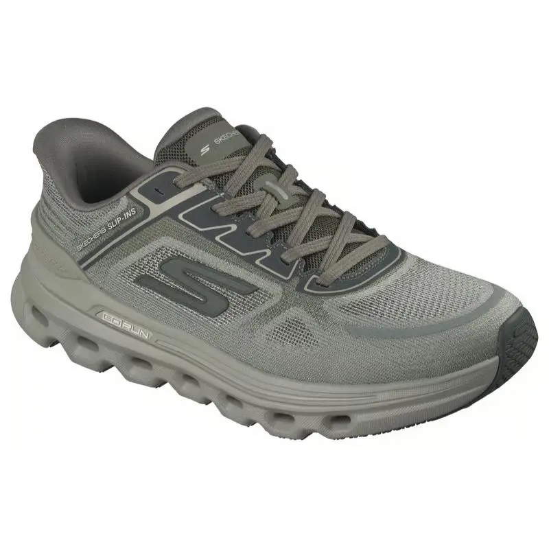 Mens Skechers Slip Ins GO Run Glide Step Arch Fit Olive Knit Shoes