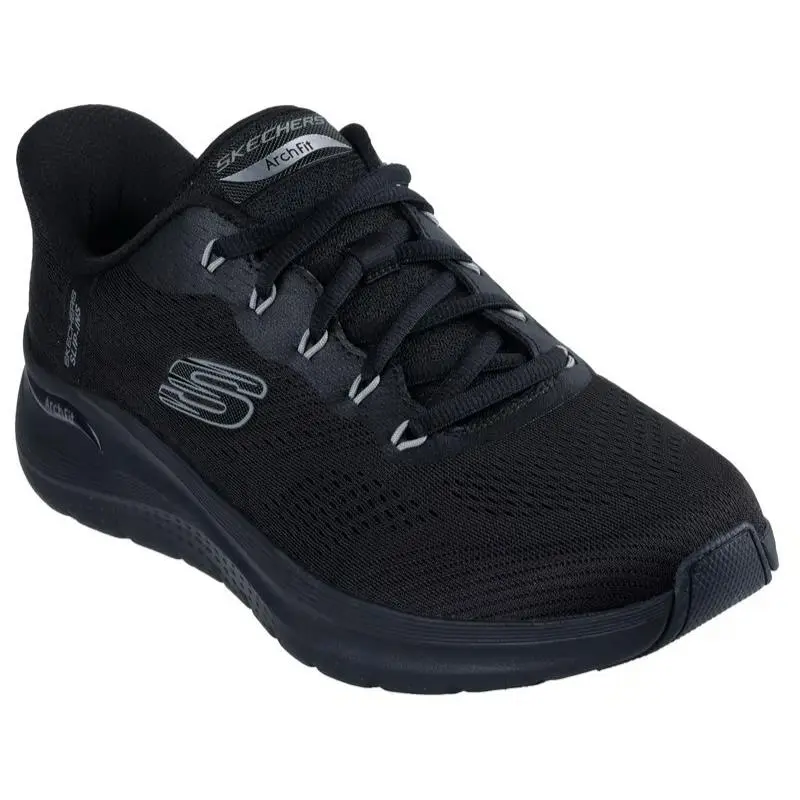 Mens Skechers Slip Ins Arch Fit 2.0 Lestur Black Mesh Shoes