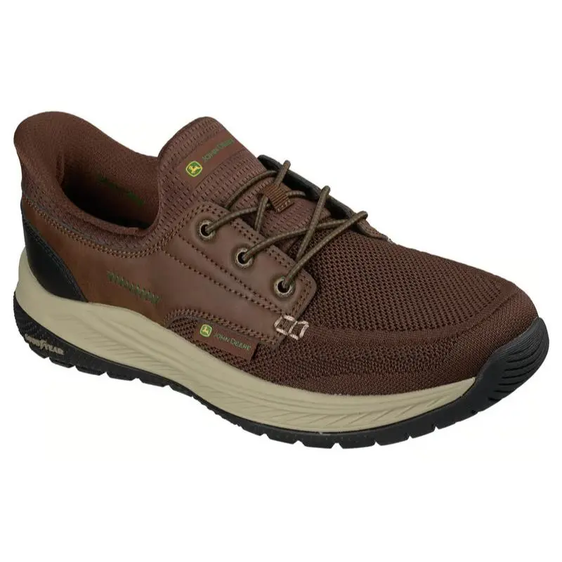 Mens Skechers Slip Ins John Deere Relaxed Fit Meroe Cayden Brown Mesh Shoes