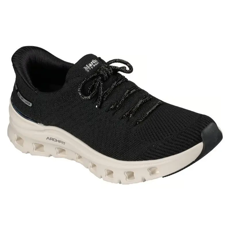 Womens Skechers Slip Ins Martha Stewart Arch Fit Glide Black White Knit
