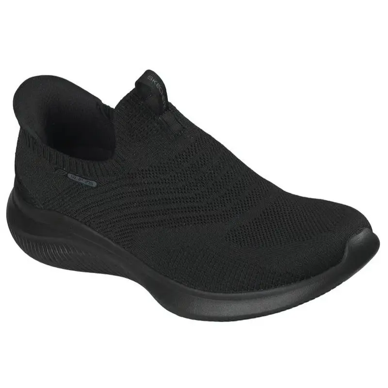 Womens Skechers Slip Ins Ultra Flex 4.0 Pure Dream Black Knit Shoes
