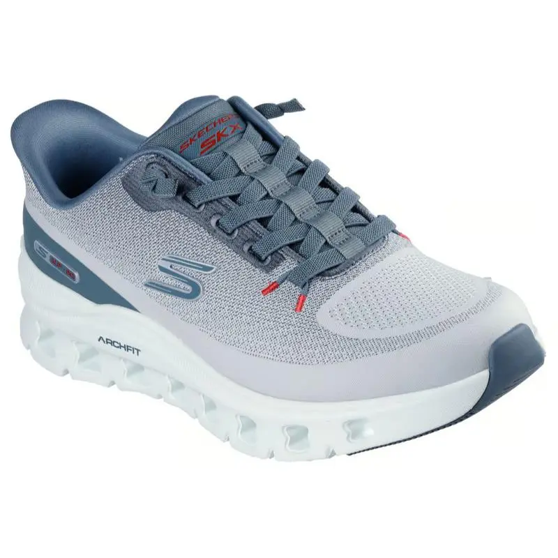 Mens Skechers Slip Ins Arch Fit Glide Step Pro Light Gray Blue Knit Shoes