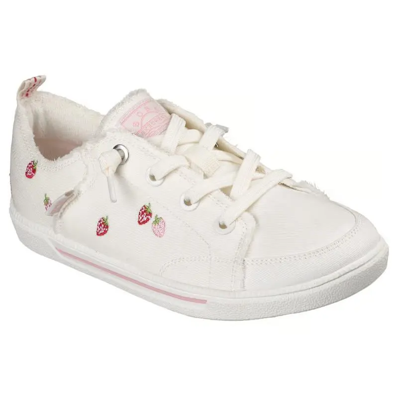 Womens Skechers Bobs B Cute 2.0 Fruity Feeling White Pink Canvas Shoes