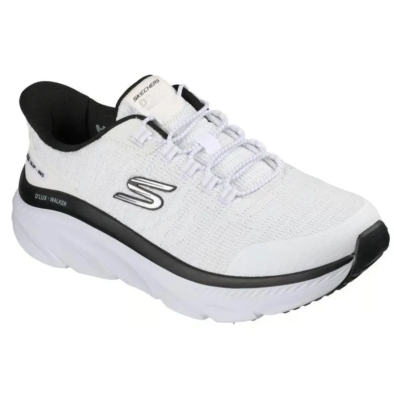 Mens Skechers Slip Ins Relaxed Fit D`lux Walker 3.0 Drevven White Black Knit