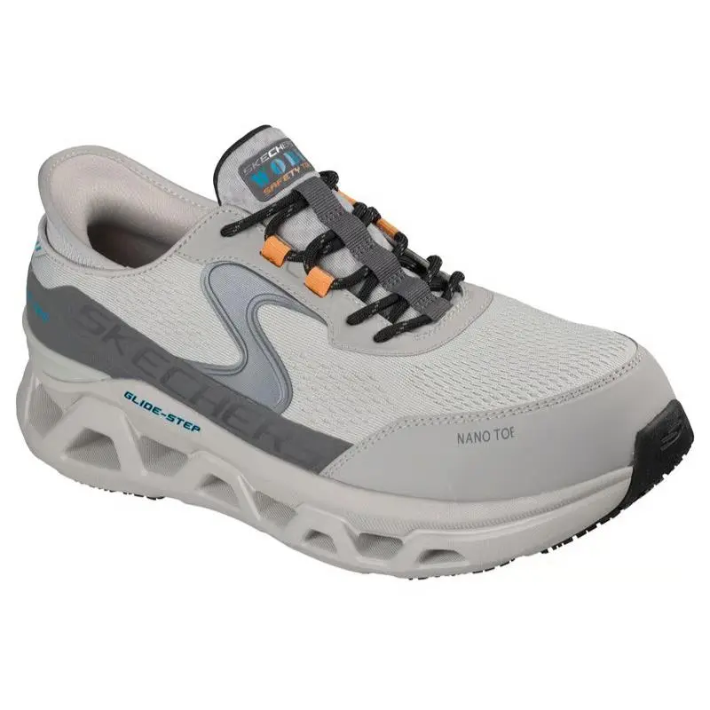 Mens Skechers Slip Ins Work Slip Resistant Glide Step Altus Gray Mesh