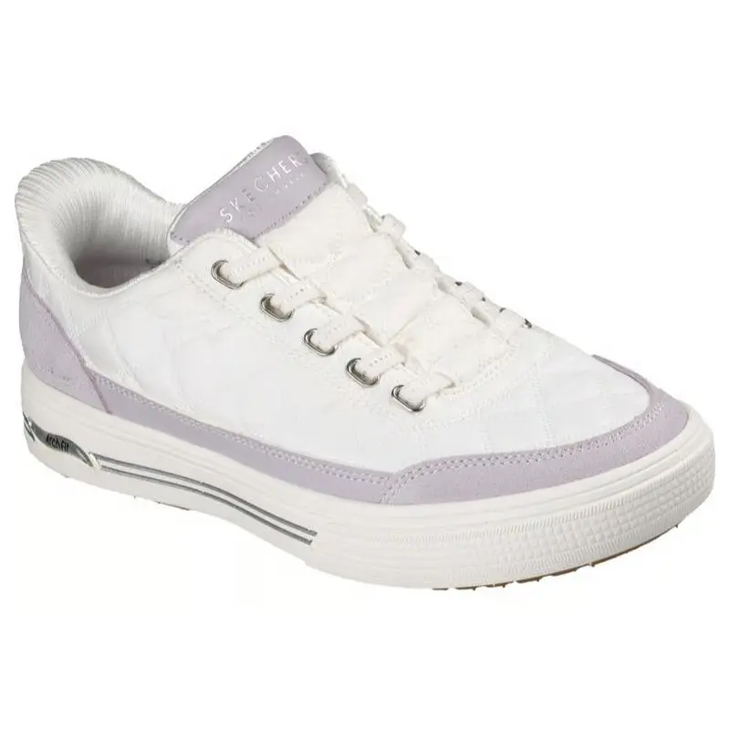 Womens Skechers Slip Ins Arch Fit Arcade Cozy Fit White Lavender Suede