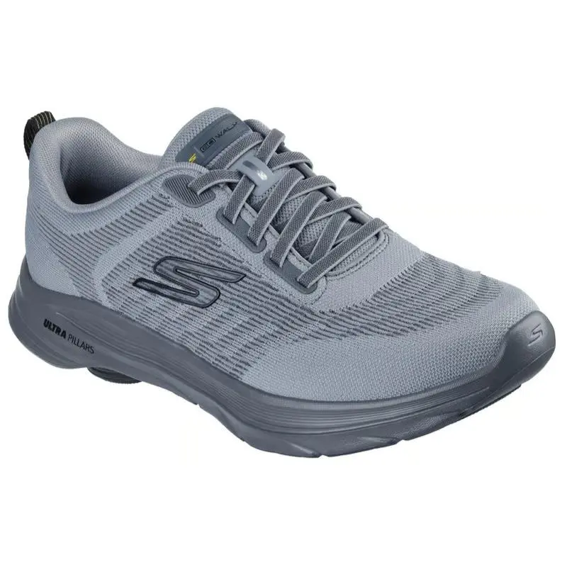 Mens Skechers GO Walk 8 Day Gray Yellow Knit Shoes