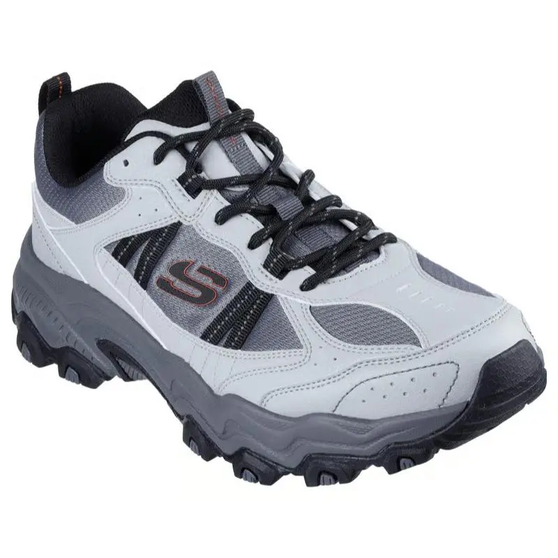 Mens Skechers Stamina AT Upper Stitch Gray Orange Duraleather Shoes