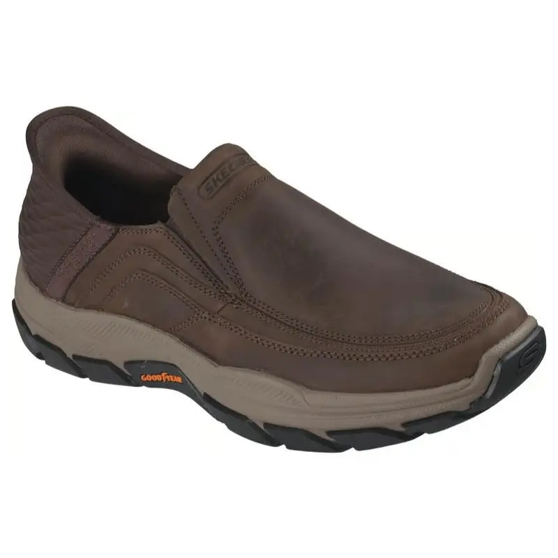 Mens Skechers Slip Ins RF Respected Elgin Cocoa Leather Shoes