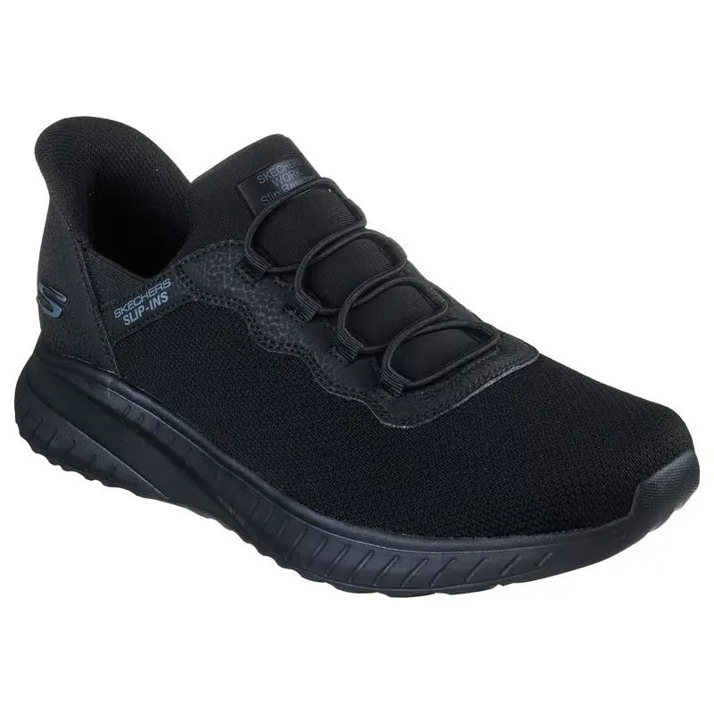 Mens Skechers Slip Ins Work Squad Chaos SR Stiving Black Mesh Shoes