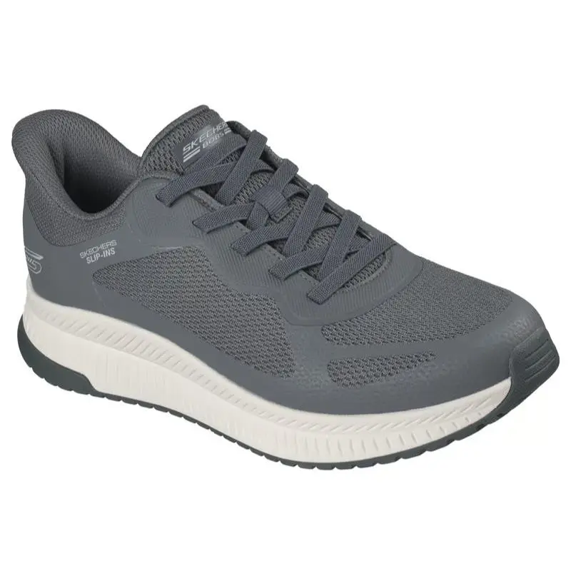 Mens Skechers Slip Ins Bobs Sport Squad Chaos 4 Charcoal Mesh Shoes