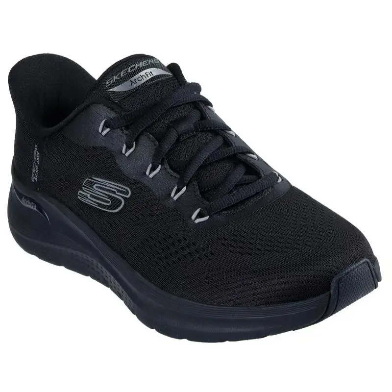 Mens Skechers Slip Ins Arch Fit 2.0 Lestur Black Mesh Shoes