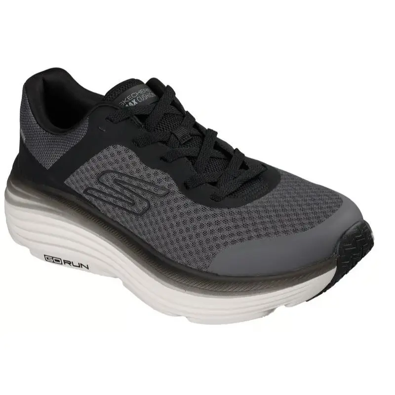 Mens Skechers Max Cushioning Endeavour Dark Gray Mesh Shoes - Gray