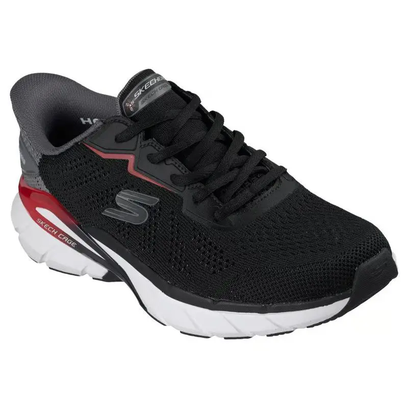Mens Skechers Slip Ins Skech Cage Voltix Black Red Knit Shoes