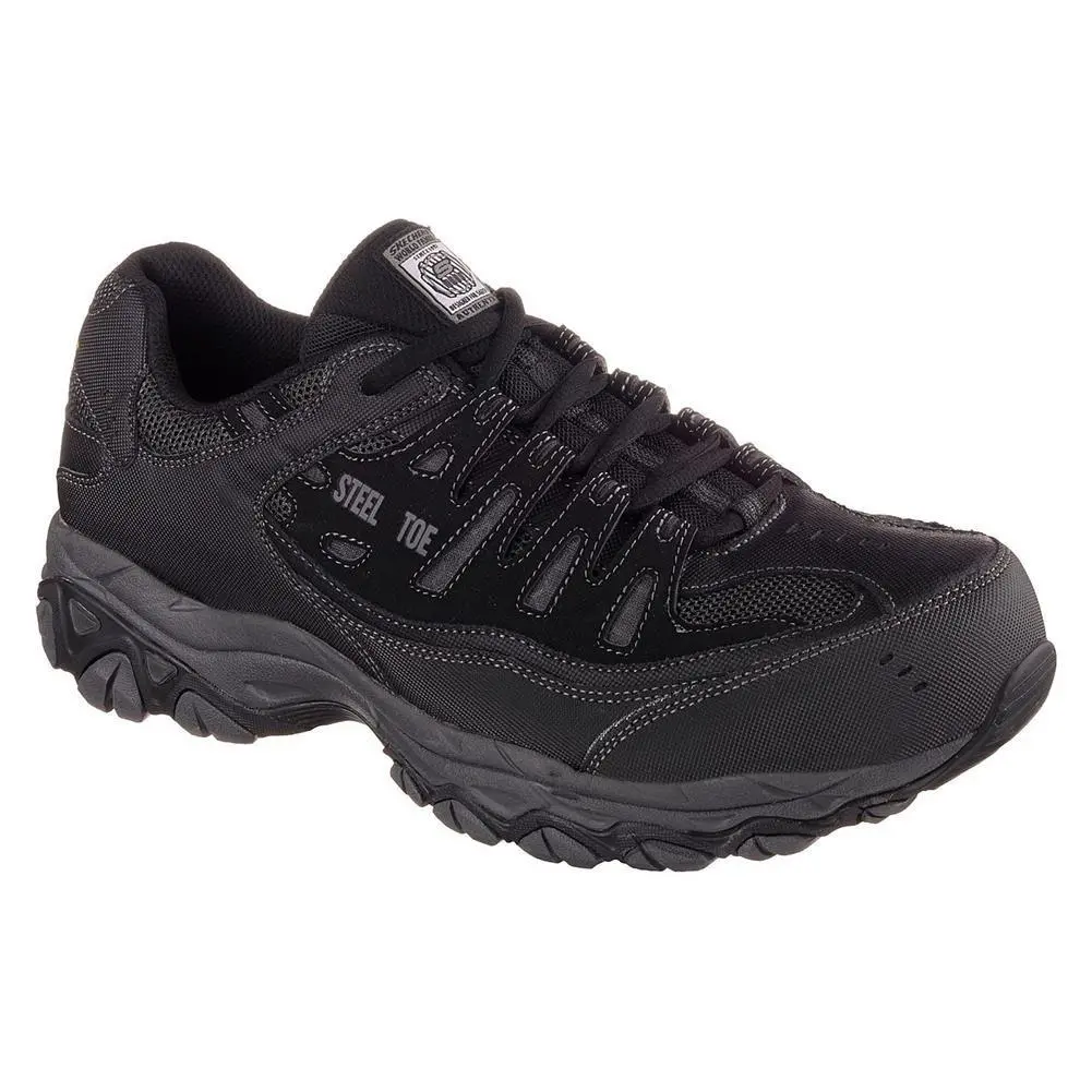 Men`s Skechers Work Cankton Steel Toe Shoes Boots Memory Foam Slip Resistant EH
