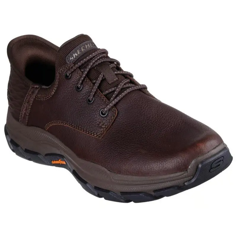 Mens Skechers Slip Ins Respected Garville Red Brown Leather Shoes