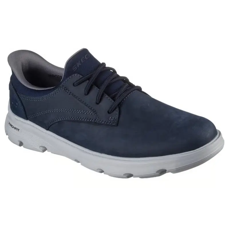 Mens Skechers Slip Ins Relaxed Fit Arch Fit Garza Navy Leather Shoes