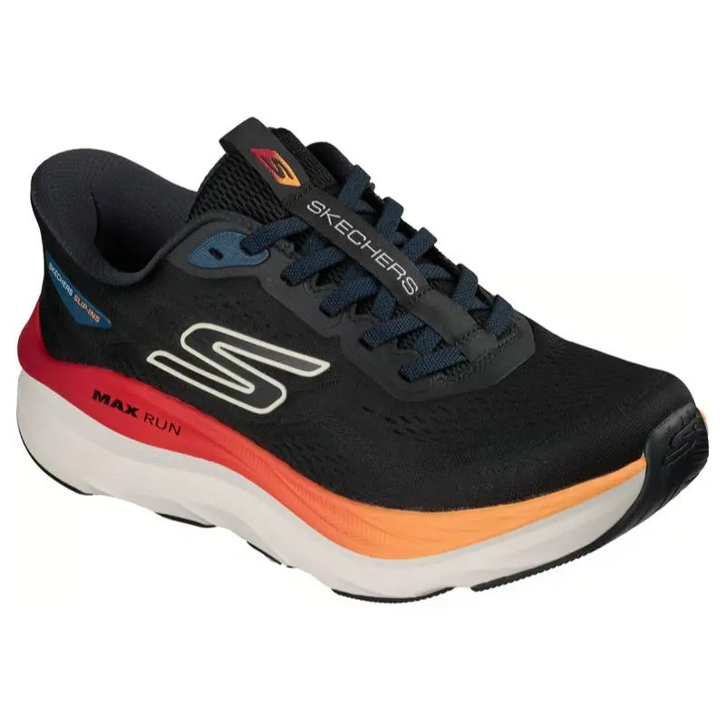 Mens Skechers Slip Ins Max Run Black Multi Mesh Shoes