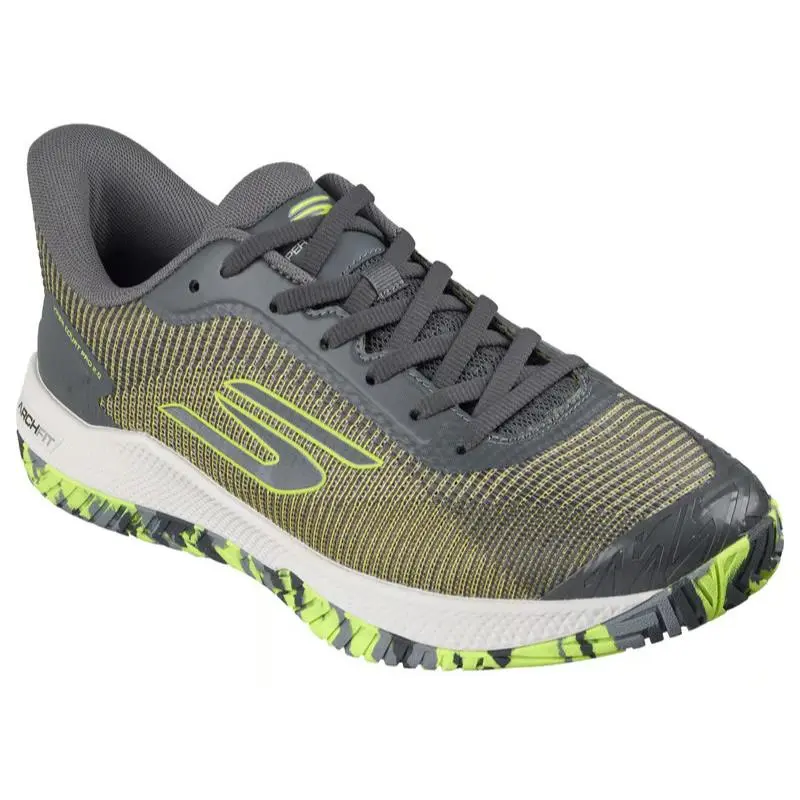Mens Skechers Viper Court Pro 2.0 Pickleball Gray Yellow Mesh Shoes