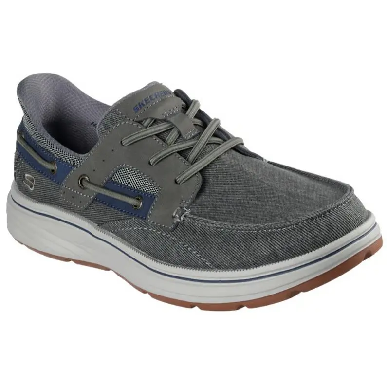 Mens Skechers Slip Ins Relaxed Fit Troutt Davey Gray Canvas Shoes