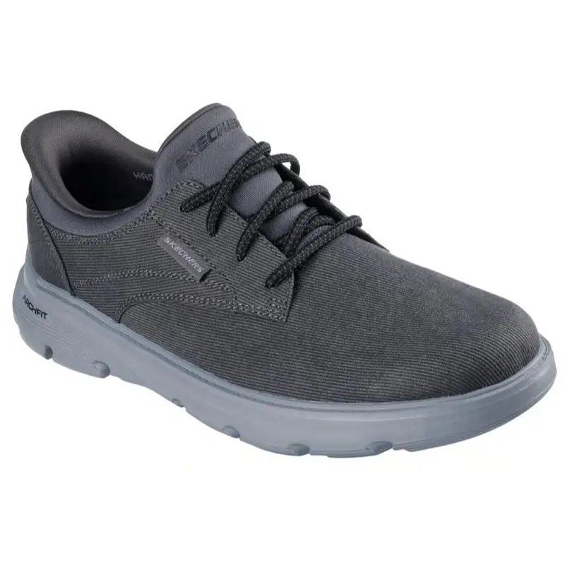 Mens Skechers Slip Ins Relaxed Fit Arch Fit Garza Thaddeus Charcoal Canvas