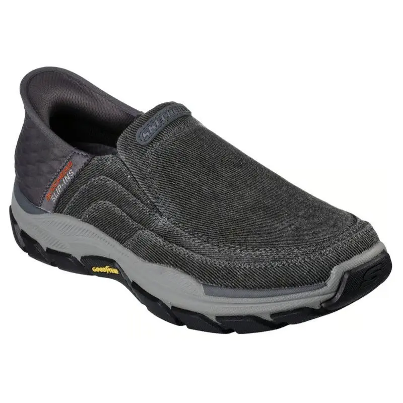 Mens Skechers Slip Ins RF Respected Holmgren Charcoal Canvas Shoes
