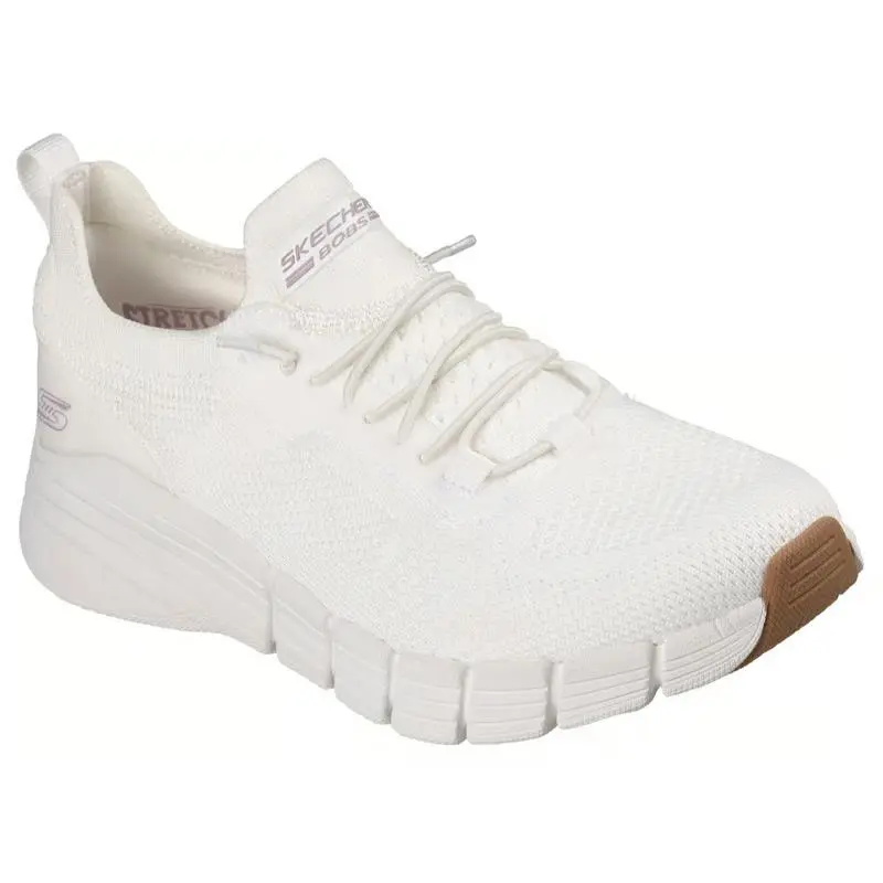 Womens Skechers Bobs Sport B Flex 2.0 Sporty Pop White Knit Shoes - White