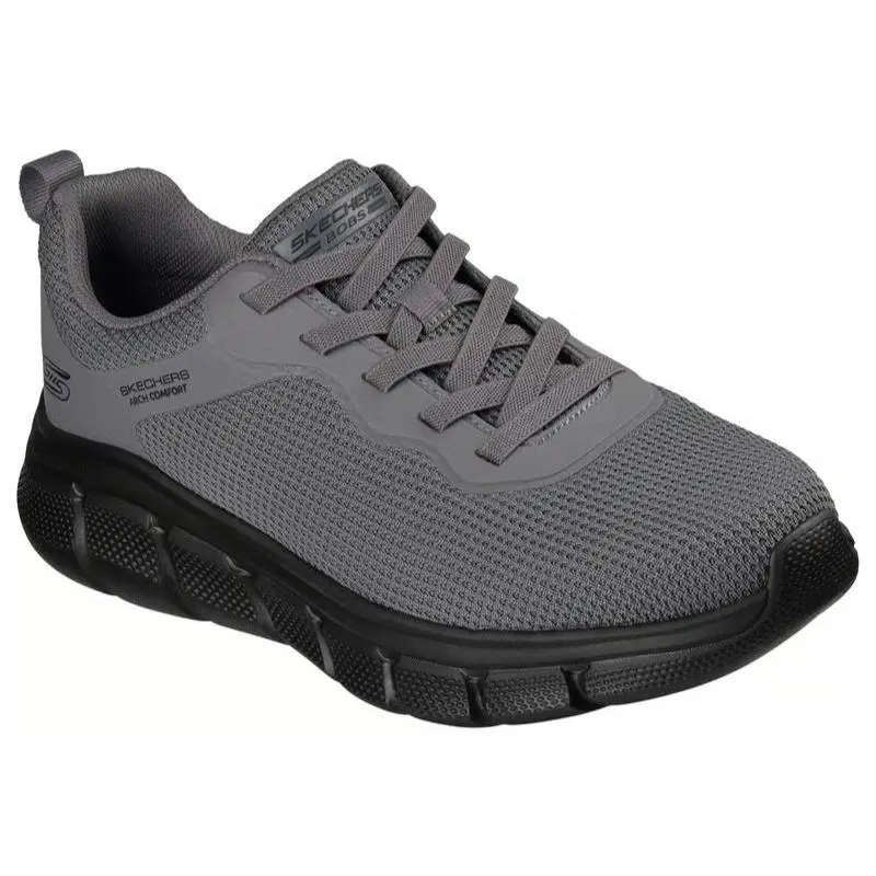 Mens Skechers Bobs Sport B Flex Arch Comfort Edge Dark Gray Mesh Shoes