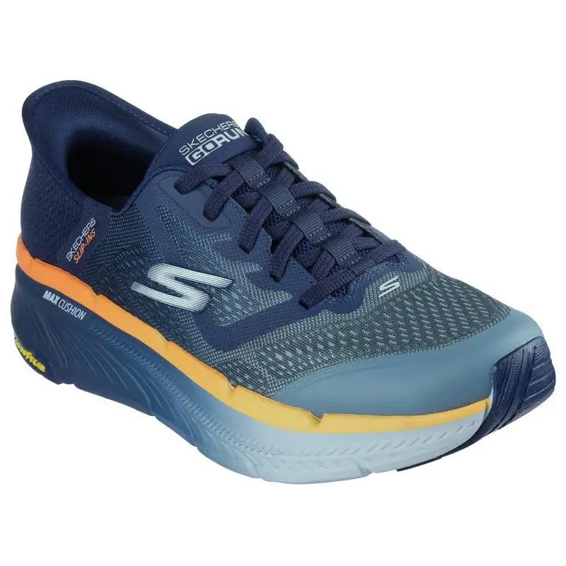 Mens Skechers Slip Ins Max Cushioning Premier 2.0 Navy Orange Knit Shoes