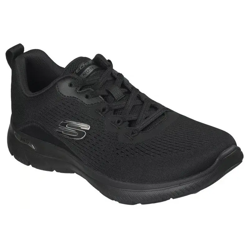 Womens Skechers Arch Fit Summits Daily Flow Black Mesh Shoes