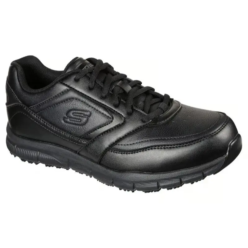 Mens Skechers Work Slip Resistant Relaxed Fit Nampa Black Leather Shoes