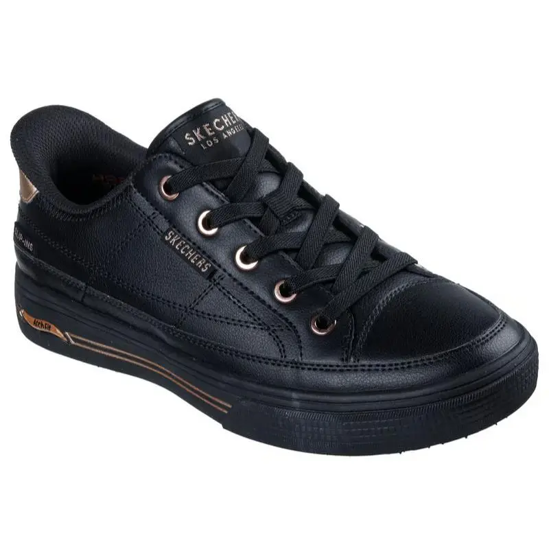 Womens Skechers Slip Ins Arch Fit Arcade Catch YA There Black Leather Shoes
