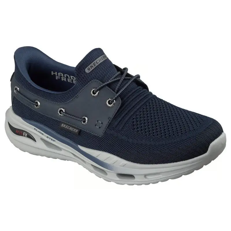 Mens Skechers Slip Ins Relaxed Fit Arch Fit Orvan Starport Navy Knit Shoes